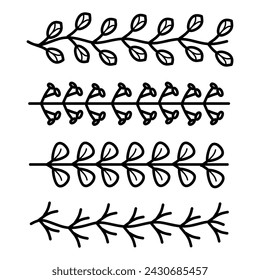 HAND DRAWN FLORAL SIMPLE BORDERS BLACK AND WHITE