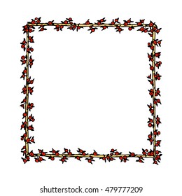 Hand drawn floral square frame made in vector. Beautiful floral design elements.