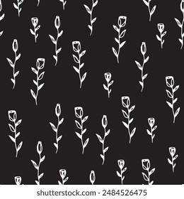 Hand Drawn Floral Stems Pattern