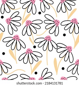 Hand drawn floral template for cover  in doodle style. Home decor, backgrounds, cards. Vector illustration and seamless pattern