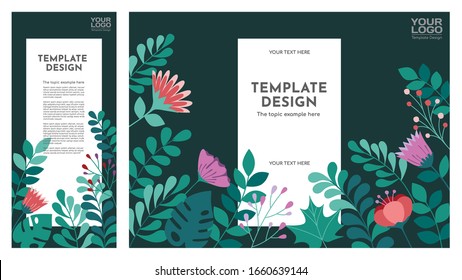 Hand drawn floral template design, Vector layout ornament concept for presentation, printing, magazine, book, poster