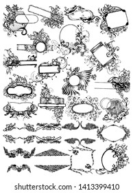 Hand Drawn Floral Text Frame Vector Pack 04