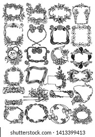 Hand Drawn Floral Text Frame Vector Pack 02
