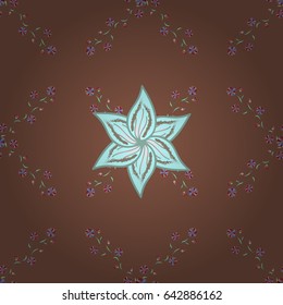 Hand drawn floral texture, blue and pink decorative flowers. Vector seamless colorful floral pattern.
