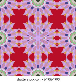 Hand drawn floral texture, blue decorative flowers. Vector seamless colorful floral pattern.