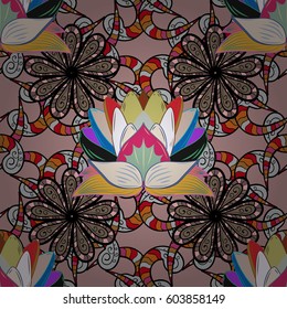 Hand drawn floral texture, decorative flowers. Vector seamless colorful floral pattern.