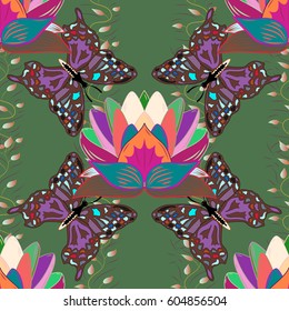 Hand drawn floral texture, decorative flowers. Vector seamless colorful floral pattern.