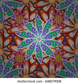 Hand drawn floral texture, decorative flowers. Vector seamless colorful floral pattern.