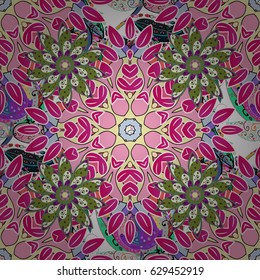 Hand drawn floral texture, decorative flowers. Vector seamless colorful floral pattern.