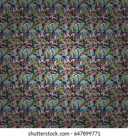 Hand drawn floral texture, decorative flowers. Vector seamless colorful floral pattern.