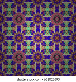Hand drawn floral texture, decorative flowers. Vector seamless colorful floral pattern.