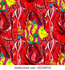 Hand drawn floral texture, decorative flowers. Vector seamless colorful floral pattern.