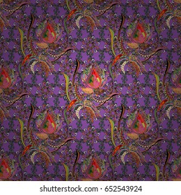 Hand drawn floral texture, decorative flowers. Vector seamless colorful floral pattern.