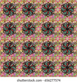 Hand drawn floral texture, decorative flowers. Vector seamless colorful floral pattern.