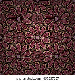 Hand drawn floral texture, decorative flowers. Vector seamless colorful floral pattern.