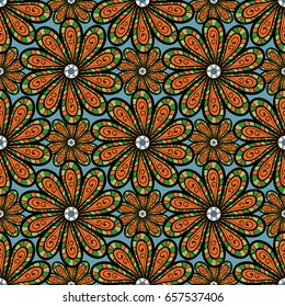 Hand drawn floral texture, decorative flowers. Vector seamless colorful floral pattern.
