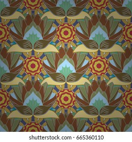 Hand drawn floral texture, decorative flowers. Vector seamless colorful floral pattern.