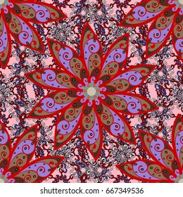 Hand drawn floral texture, decorative flowers. Vector seamless colorful floral pattern.