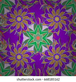 Hand drawn floral texture, decorative flowers. Vector seamless colorful floral pattern.