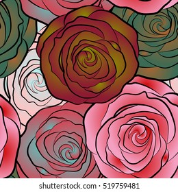 Hand drawn floral texture, multicolor decorative flowers. Vector seamless multicolored floral pattern.