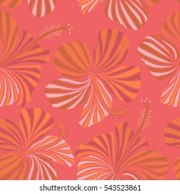 Hand drawn floral texture, multicolor decorative flowers on pink background. Vector seamless multicolored floral pattern.