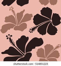 Hand drawn floral texture, neutral and brown decorative flowers. Vector illustration. Vector colorful floral pattern.