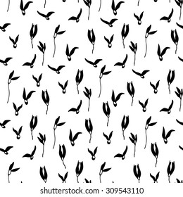 Hand drawn Floral tulip pattern in vector