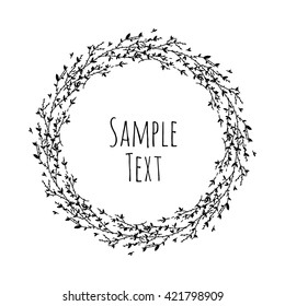 Hand drawn floral vector illustration. Vintage decorative wreath. Ornamental round lace.