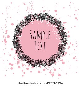 Hand drawn floral vector illustration. Vintage decorative wreath. Ornamental round lace.