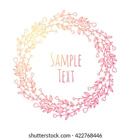 Hand drawn floral vector illustration. Vintage decorative wreath. Ornamental round lace.