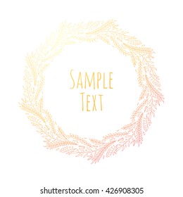 Hand drawn floral vector illustration. Vintage decorative wreath. Ornamental round lace.
