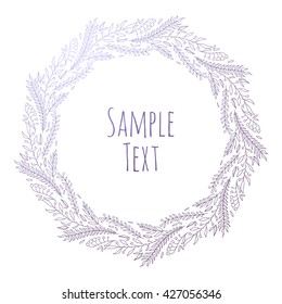 Hand drawn floral vector illustration. Vintage decorative wreath. Ornamental round lace.