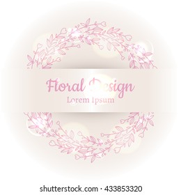 Hand drawn floral vector illustration. Vintage decorative wreath. Ornamental round lace.