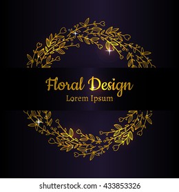 Hand drawn floral vector illustration. Vintage decorative wreath. Ornamental round lace.