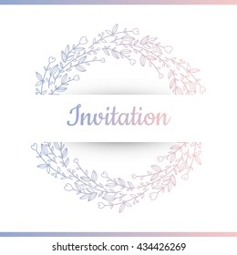 Hand drawn floral vector illustration. Vintage decorative wreath. Ornamental round lace. invitation card.