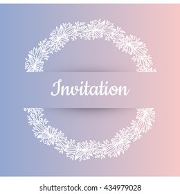 Hand drawn floral vector illustration. Vintage decorative wreath. Ornamental round lace. invitation card.