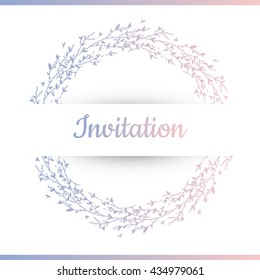 Hand drawn floral vector illustration. Vintage decorative wreath. Ornamental round lace. invitation card.