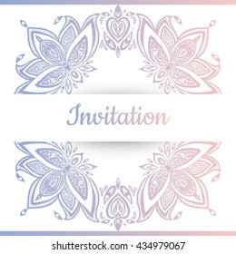 Hand drawn floral vector illustration. Vintage decorative wreath. Ornamental round lace. invitation card. lotus