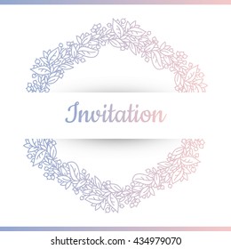 Hand drawn floral vector illustration. Vintage decorative wreath. Ornamental round lace. invitation card.