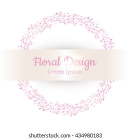 Hand drawn floral vector illustration. Vintage decorative wreath. Ornamental round lace.