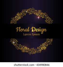 Hand drawn floral vector illustration. Vintage decorative wreath. Ornamental round lace.