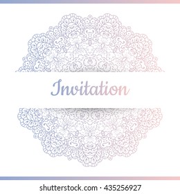 Hand drawn floral vector illustration. Vintage decorative wreath. Ornamental round lace. invitation card.