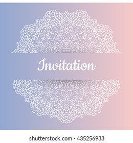 Hand drawn floral vector illustration. Vintage decorative wreath. Ornamental round lace. invitation card.