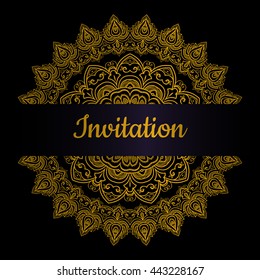 Hand drawn floral vector illustration. Vintage decorative wreath. Ornamental round lace. invitation card.