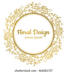Hand drawn floral vector illustration. Vintage decorative wreath. Ornamental round lace.