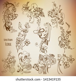 Hand Drawn Floral Vector Illustrator Pack 02