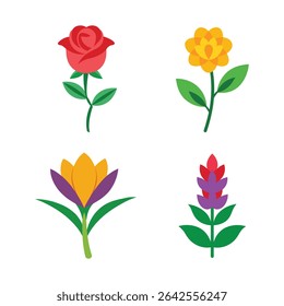 Mão desenhada vetor floral pacote mostrando formas de flores encantadoras e fluxo artístico natural Linha Arte Vetor ilustração