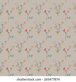 Hand drawn floral vector seamless pattern for scrapbooking, fabric and wallpapers.