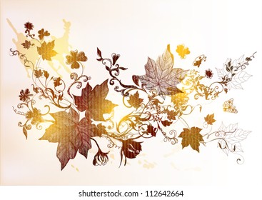 hand drawn floral  vintage design
