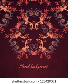 Hand Drawn floral vintage ornaments with flowers. vector background